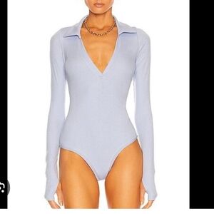 ALIX NYC Soft Blue V-Neck Bodysuit